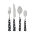 French Home Bistro 16-Piece Stainless Steel Flatware Set — Dinner Cutlery Set With Abstract Butterfly Design — Silverware Set Dishwasher Safe — Spoon & Fork And Knife Set — Modern Silverware Set For 4 - color: Black/White