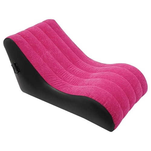 Inflatable Couch with Air Pump, Portable Waterproof Inflatable Sofa Lounger, Foldable Blow Up Sofa Bed for Indoor Outdoor Camping, 440lbs Capacity, 35.4 ” Wide (Rose Red) - color: Rose Red