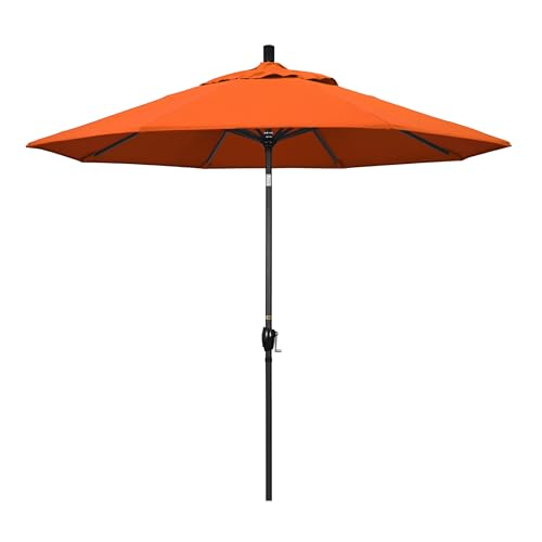 California Umbrella 9' Rd Pacific Trail Series Aluminum Patio Umbrella, Crank Lift, Push Button Tilt, Black Finish, Sunbrella Melon Fabric - color: Melon