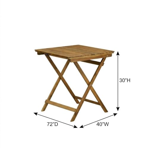 Wood-Tone Oil 3-Piece Outdoor Dining Set with Wooden Folding Table and 2 Camping Side Chairs, Wood-Tone Oil Finish, Durable and Portable