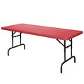 OEF Furnishings OEFBTA-3072-40 Adjustable-Height Commercial-Grade Premium Industrial Folding Table, 6-Foot Pedestal-Leg Design with 17-Gauge Steel Frame and Thick Double-Wall Top (72" × 30", Red Top) - color: Red