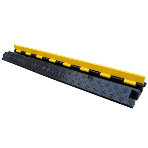 Kable Kontrol Atlas Heavy Duty Cable Protector Ramp - 1 Channel - 1 Pcs - 39" Long Black & Yellow - 24,000 Lbs Capacity - Rubber Speed Bump Wire Protector Cord Cover - CP9896 - size: 1 Channel - 1 Unit