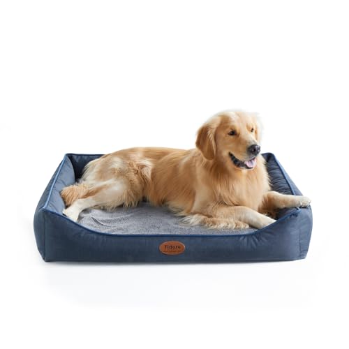 Tidore Orthopedic Dog Beds for Medium Dogs, Durable Egg Crate Foam Sofa Dog Bed wit Washable Removable Cover,Waterproof Lining,Pet Bed for Large Dogs (Navy Blue, 39.4" L x 31.5" W x 7.4" Th) - color: Navy Blue, size: 39.4"L x 31.5"W x 7.4"Th