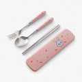 Cute Silverware Set, Animal Series Ceramic Handle Dinnerware Set Flatware Kitchen Accessories Camping Travel Sets Fork Spoon Chopstick Portable Cutlery Sets with Case, Bear Rabbit Duck Cat ( - color: Rabbit