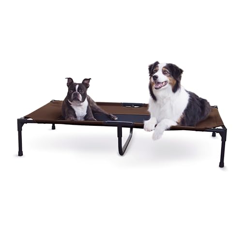 K&H Pet Products Outdoor Elevated Dog Cot, Breathable Cooling Elevated Cot Hammock Pet Bed for XL Dogs, Washable Mesh Cover, Raised Metal Frame, Collapsible, Portable - Extra-Large 50 X 32 Chocolate - color: Chocolate/Black Mesh, size: X-Large 50"L x 32"W