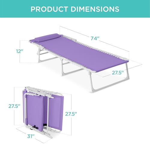 Best Choice Products Patio Chaise Lounge Chair, Portable Outdoor Folding Recliner for Lawn, w/ 8 Positions, Handles, 300lb Capacity - Lavender/White - color: Lavender/White