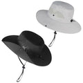 ZOORON Sun Hats for Men Women, Wide Brim Safari Hats UV Protection UPF50+ Waterproof Boonie Hats for Fishing Hiking Camping - color: 2pack-black+light Gray