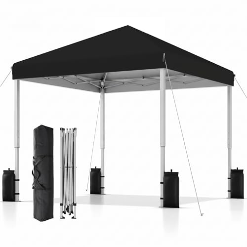 SANWAY 10x10 Pop Up Canopy Tent, One Push Setup, Heavy Duty Portable for Beach Camping Parties with Vents - Black - color: Black