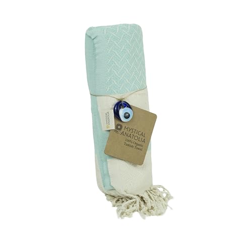 mysticalanatolia Turkish Beach Towel Oversized Cotton Sand Free Quick Dry Lightweight Peshtemal Large Travel Yoga Picnic Blanket Absorbent Compact 39x79 Turquoise - color: Turquoise