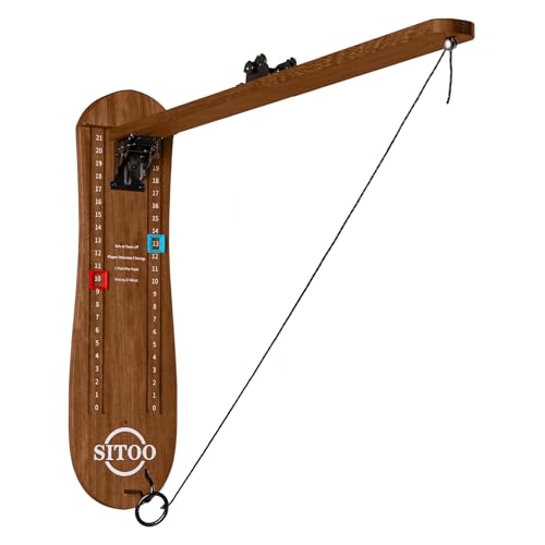 Ring Toss Game for Adults, Outdoors Games, Hook and Ring Game with Foldable Arm - color: WALNUT