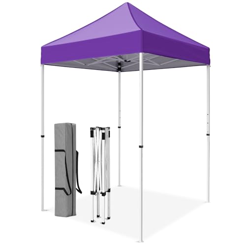 5x5 Pop Up Canopy Tent, Instant Portable Beach Canopy, Outdoor Tent with Carry Bag for Camping, Sports, Tailgating, Events, Purple - color: Purple, size: W/O Wall