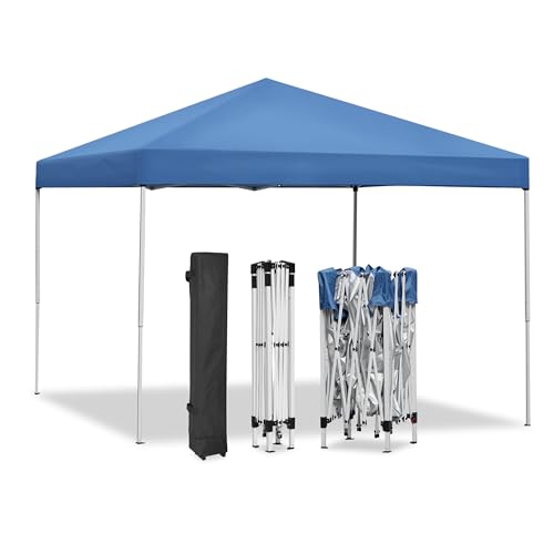 ZENY 10x10 Pop Up Canopy Tent Easy Set-up Outdoor Patio Canopy Adjustable Straight Leg Heights Instant Shelter with Wheeled Bag, Ropes - style: 10x10ft-Blue