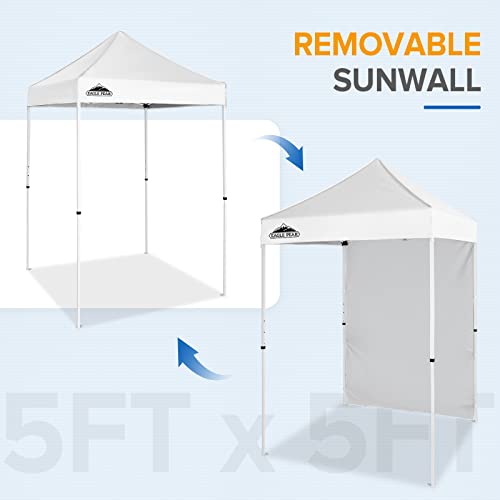 EAGLE PEAK Pop up Canopy 5x5, Outdoor Portable Canopy Tent with One Removable Sunwall, Carry Bag Included, White - color: White