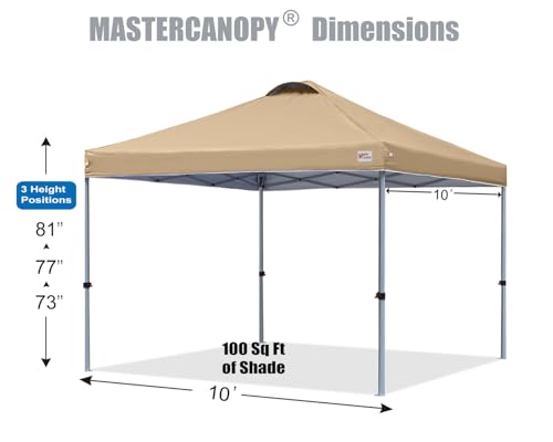 MASTERCANOPY Durable Pop-up Canopy Tent with Roller Bag (10x10, Sand) - color: Sand, size: 10x10
