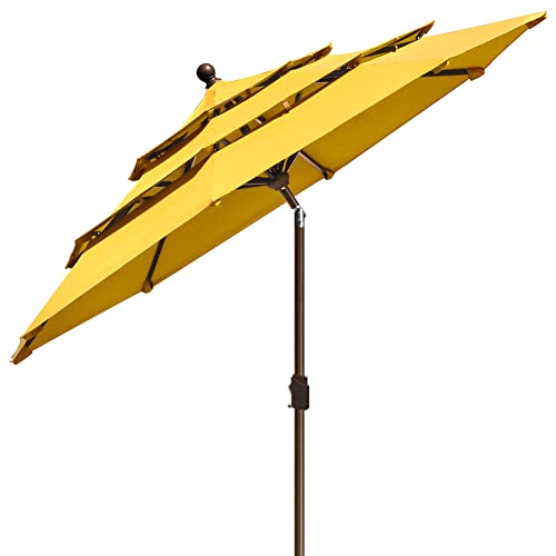EliteShade USA 10-Year-Non-Fading 9ft 3-Tier Market Patio Umbrella, Commercial Grade Outdoor Table Umbrella with Crank Open, Windproof & UPF 50+ UV Protection, Heavy Duty Ventilation for Garden, Deck, Pool, Backyard, Beach & Bistro, Sunflower Yellow - col