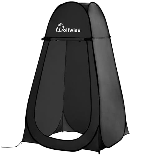 Wolfwise Pop Up Shower Tent for Camping Essentials, Portable Instant Changing Tent with Ventilation Window & Carry Bag, Privacy Dressing Room Bathroom Toilet for Beach & Outdoor, Standard, Black - color: Black, size: Standard: 6'3" H, 39.4" W