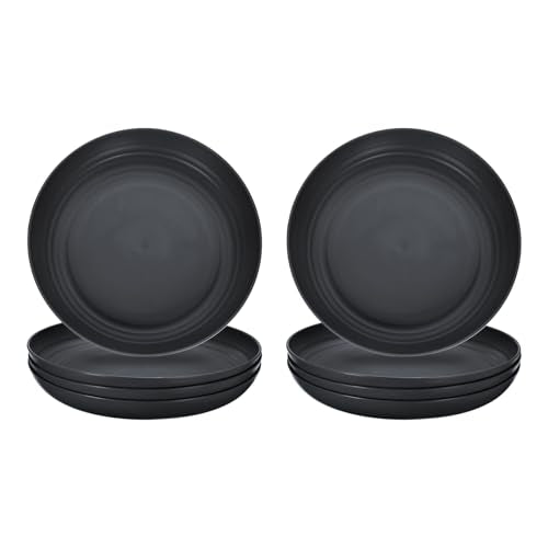 uxcell 8Pcs Plastic Plates Set, 10 Inch Unbreakable Dinner Plates Set Plastic Plates Reusable Dishwasher & Microwave Safe for Restaurants Kitchen Food Outdoor Camping, Black - color: Black, size: 10"