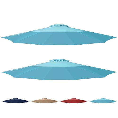 Simple Deluxe 2 Pack 9' Patio Umbrella Replacement Canopy Only Outdoor Table Market Yard Umbrella Replacement Top Cover with 8 Ribs, Turquoise - color: 2P-Turquoise Canopys, size: 9ft