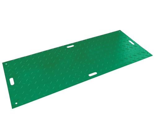 Mytee Products 3' x 8' Green Ground Protection Mats with Double Sided Diamond Plated Tread Design - High Density Polyethylene Mat, Easily Supports 90 Ton Loads on Lawns, Dirt, and Any Other Areas - color: Green, size: 1 - Pack
