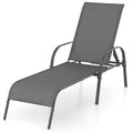 Giantex Patio Lounge Chair, Outdoor Chaise Lounge with 5 Adjustable Backrest, Sturdy Steel Frame, Sunbathing Recliner, Tanning Chair for Beach, Outside, Yard, Balcony, Pool Chairs (1,Dark Gray) - color: Dark Gray