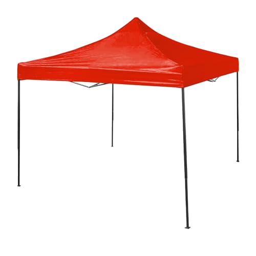 Trappers Peak 10-by-10-Foot Folding Pop-Up Canopy, Heavy-Duty Outdoor Canopy with Adjustable Height, 10 x 10 Pop-Up Canopy Tent, Red
