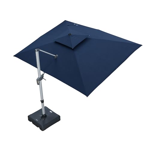 PURPLE LEAF 9' X 12' Cantilever Outdoor Patio Umbrella Large Heavy Duty 360° Rotation Double Top Offset Rectangular Umbrellas for Backyard Deck Pool, Spectrum Indigo - color: Spectrum Indigo, size: 9' X 12'