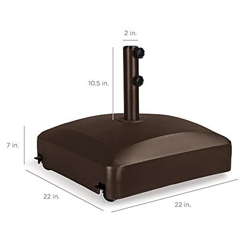 Best Choice Products 123lb Capacity Fillable Mobile Umbrella Base Heavy Duty Market Stand for Patio, Deck, Poolside w/ 4 Wheels, 2 Locks, 2 Knobs, Wind-Resistant Design - Bronze - color: Bronze