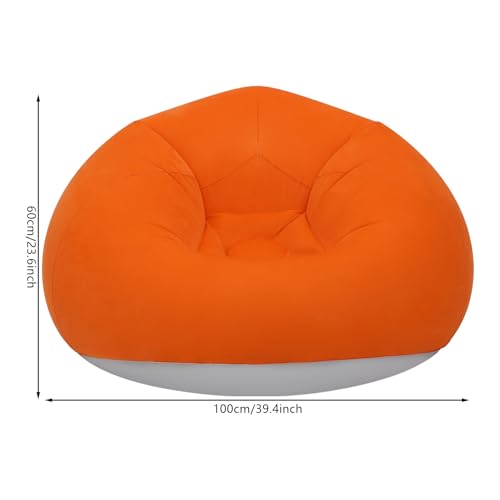 6 Pcs Inflatable Bean Bag 330 lbs Capacity Indoor Outdoor Portable Foldable Flocking Fabric Sofa Games Chairs w/Foot Air Pump for Living Room Bedroom (Orange) - color: Orange