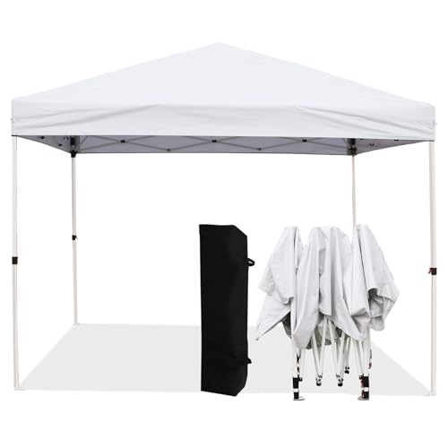 Northroad 10x10ft Pop Up Canopy, Popup Outdoor Canopy Tent with Wheeled Carrying Bag,Portable Gazebo Shelter for Patio,Deck,Garden,Beach（White） - color: White, size: 10x10