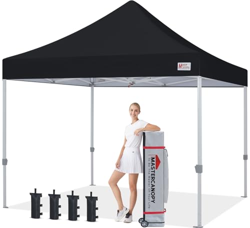 MASTERCANOPY Pop Up Canopy Tent Commercial Grade 10x10 Instant Shelter (Black) - color: Black, size: 10x10
