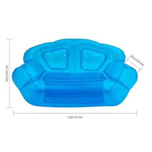 Portable Inflatable Couch with Headboard and Built-in Pump Blow Up Pull Out Couch Folding Inflatable Chair 70.9"×35.4"×37.4" Outdoor Air Sofa for Camping, Backyard, Beach, Party (Blue) - color: Blue