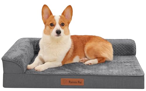 Rainmr Orthopedic Dog Bed Medium Size Dog, Memory Foam Dogs Bed for Medium Dogs, Washable Removable Cover, Nonskid Bottom, Waterproof, for Indoor, Outdoor, Crate ＆ Car Use, 35x23x6 Inches, Dark Grey - color: Standard Version-Dark Grey, size: 35.0"L x 23.0
