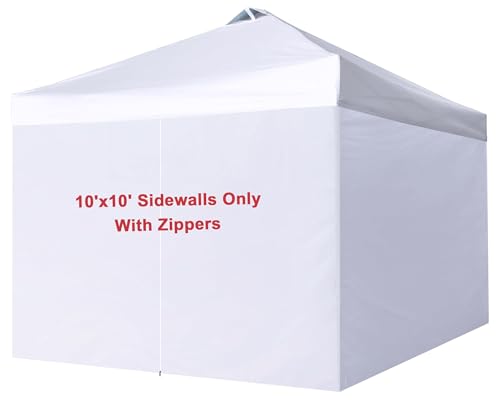 Canopy SideWalls for 10x10 Pop up Canopy Tent Frame, Full Enclose SunWall with Zippers, White