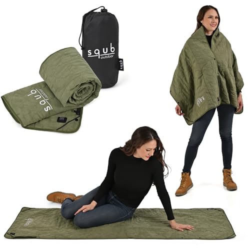 Electric Heated Blanket – Waterproof for Outdoor Camping, Cordless Heating with 3 Heat Levels, Portable Travel Cover w/Storage Bag, Electric Blanket & Battery Heated Blanket (Power Bank Not Included) - color: Green