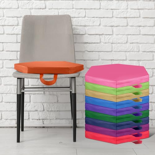 Timgle 25 Pcs Floor Cushions 15 Inch Flexible Seating Bulk Foam Floor Seats Pillows Portable Seating with Handles for Home(Hexagon) - style: Hexagon