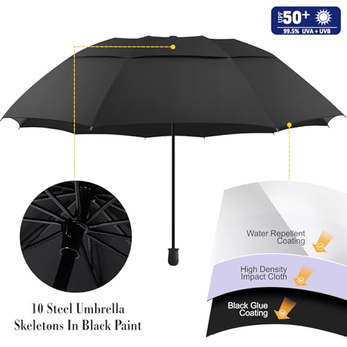 UPF 50+ Beach Umbrella with Adjustable Universal Clamp - style: Double Layer/Manual/L