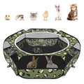 Pawaboo Small Animals Playpen, Waterproof Small Pet Cage Tent with Zippered Cover, Portable Outdoor Yard Fence with 3 Metal Rod for Chick/Kitten/Puppy/Guinea Pig/Rabbits/Hamster, Leopard Print - color: T-Leopard Print