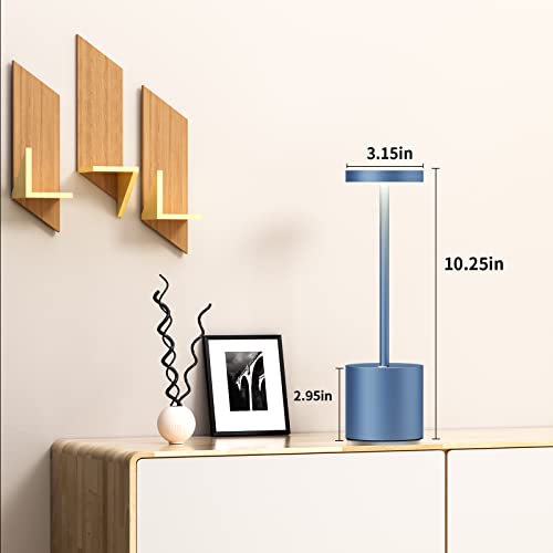 SAKRINGT 2 Pack Cordless Table Lamp Rechargeable,5000mAh Battery Powered Table Light, Dimming Portable LED Desk Lamp for Restaurant/Outdoor(Blue) - color: 2 Pack Blue