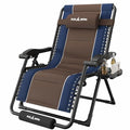 Amopatio Zero Gravity Reclining Patio Chair XXL Foldable Lounge Chair with Removable Cup Holder/Headrest/Footrest 500LBS Capacity Portable for Outdoor Patio Pool Backyard,Blue-Brown - color: Blue-brown, style: 33in-1pc