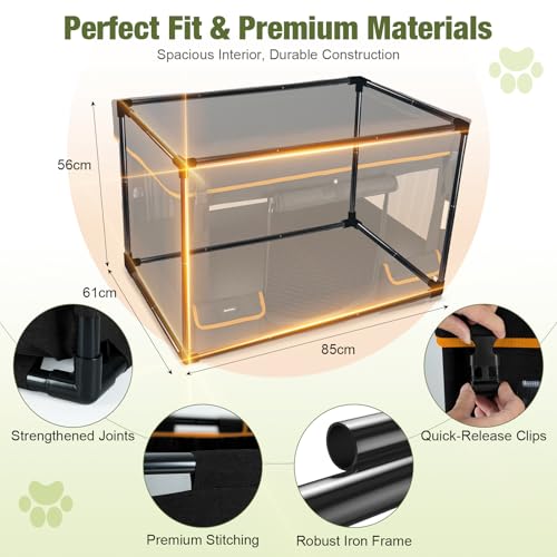 Durable Dog Playpen with Iron Frame, Heavy-Duty Pet Tent with Waterproof Base & Mesh Sides for Indoor Outdoor Use, Black - color: Black