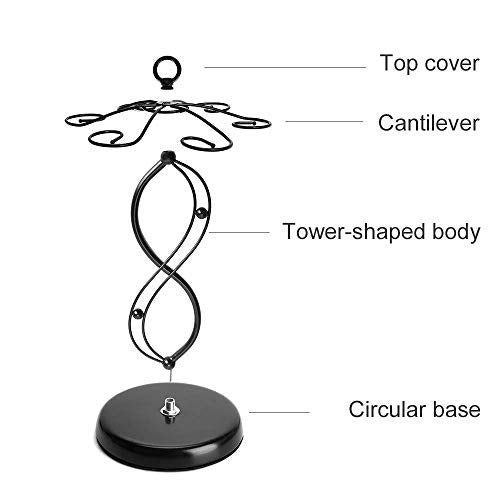 FOMANSH Countertop Wine Glass Holder - Freestanding Tabletop Stemware Storage Rack Metal Glasses Display Rack Black with 6 Hooks - color: Black-Double 8