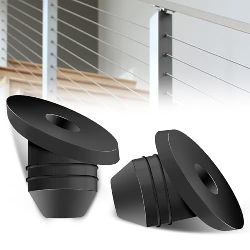30 Degree Stair Cable Railing Rubber Gaommets,Deck Railing Gromemets for 1/8" 5/32" 3/16" Cables,Black Rubber Protector Sleeve for Slant Metal Cable Railing Posts(Black,200Pack) - size: 30 Degree