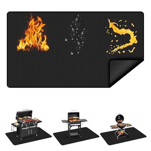 89.5 x 49.5 Inch Large Under Grill Mats for Outdoor Grill, Double-Sided Fireproof Oil-Proof BBQ Mat, Protector Mat for Deck, Patio and Lawn - size: 89.5"L x 49.5"W