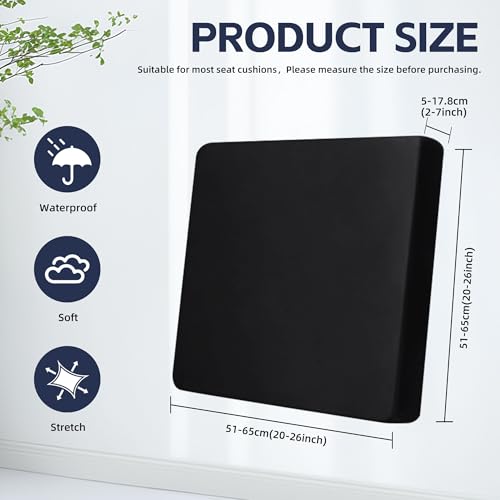 8Pcs Outdoor Cushion Covers, Patio Cushion Covers,Stretch Elastic Slipcovers, Replacement Washable & Reusable Furniture Protector for Patio Couch (Black,Cover Only) - color: Black, size: 8Pcs-Solid color