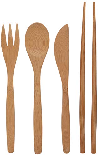 To Go Ware To Go Ware Reusable Bamboo Travel Utensils with Carrying Case & Carabiner Clip | Bamboo Utensils | Eco Friendly - color: Hijiki