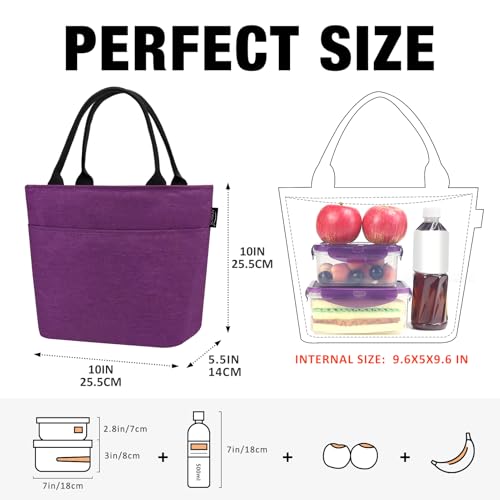 Aosbos Lunch Tote Bag, Insulated Lunch Box for Women, Leakproof Lunch Cooler Purse for Work, Purple - color: Purple