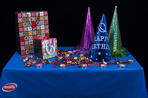 Neatiffy Disposable Plastic Table Cloth Roll | 54 in x 108 Ft Waterproof Tablecloth | Table Cover for Rectangle, Square, Round Oval Tables | Picnic, Party, Banquet, Birthdays, Weddings - Royal Blue - color: Royal Blue
