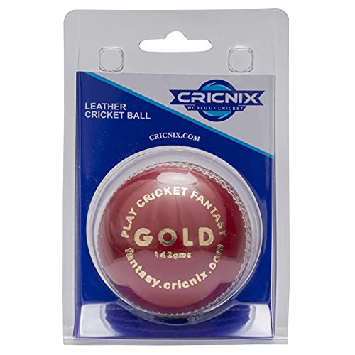 Gold Cricket Ball - 5oz Leather Ball for Cricket Net | Red Ball for Junior Sport Game - size: 1-Pack