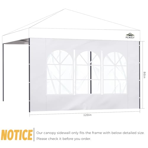 10x10 Pop Up Canopy Sidewall - 1 PC 300D Waterproof Attachable Tent Wall, Privacy Shade for Outdoor Events, Vendor Booths (Tent Not Include, with PVC Church Window) - style: with PVC Church Window