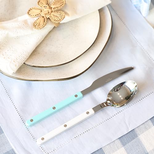 ANNOVA Silverware Set, Retro/Rivet Colorful Stainless Steel Tableware Kitchen Flatware Set Utensils, Includes Dinner Knives, Forks, Spoons, Salad Forks & Dessert Spoons (Pastel Mix, 10 Pieces) - color: Pastel Mix